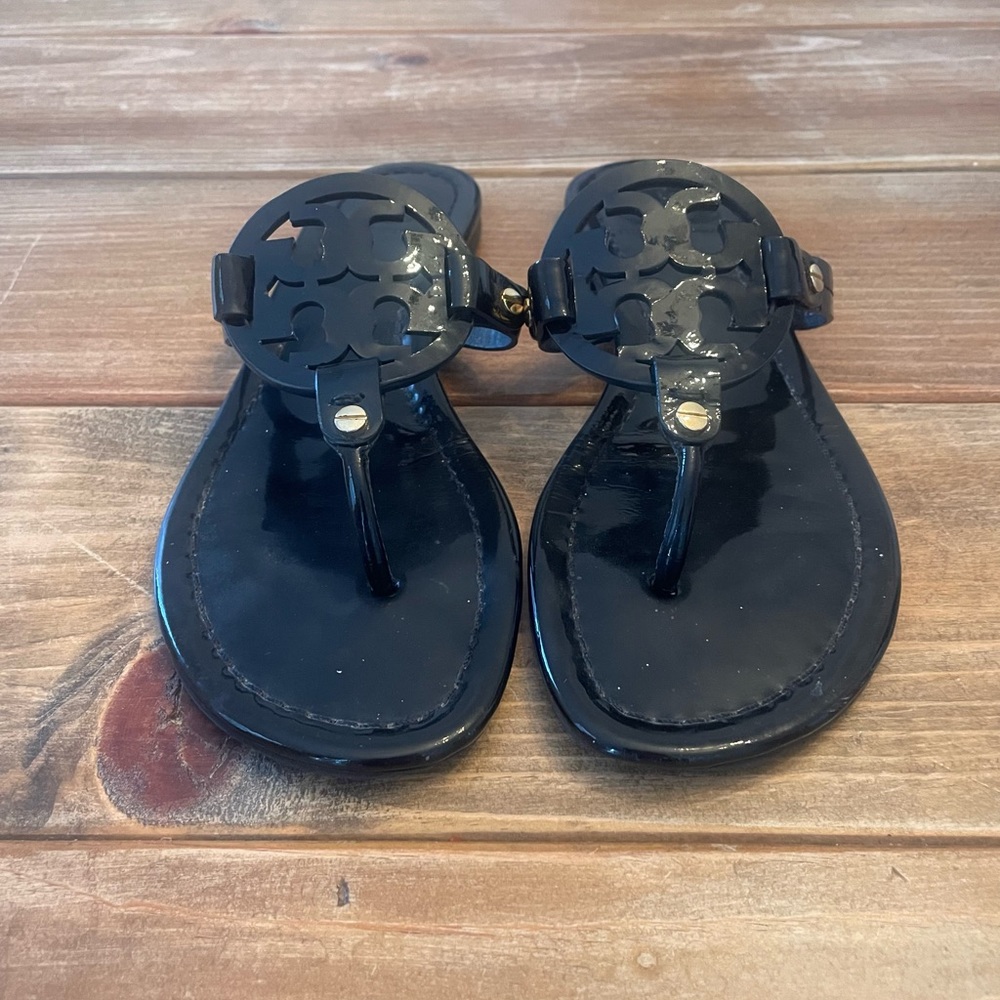 Tory Burch Miller Black Patent Leather Sandals